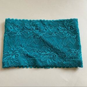 Teal lace bandeau bra